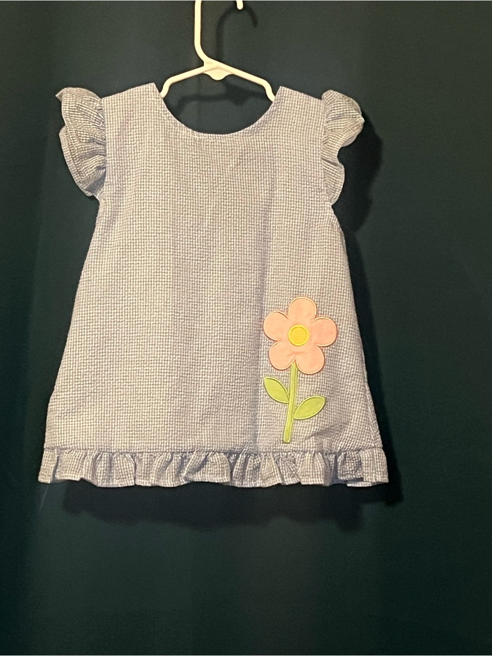Stitchy Fish Girls blue summer top with Pink Flower Appliqué dress